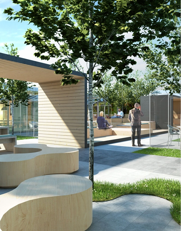 Blending futuristic building